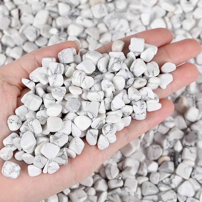Howlite Aquarium Gravel Rocks Natural Tumbled Healing Crystal Chips Bulk - Image 2