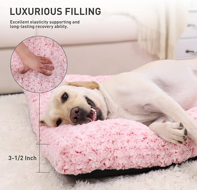 KSIIA Washable Dog Bed Deluxe Plush Dog Crate Beds Comfy Kennel Pad Anti-Slip - Image 3