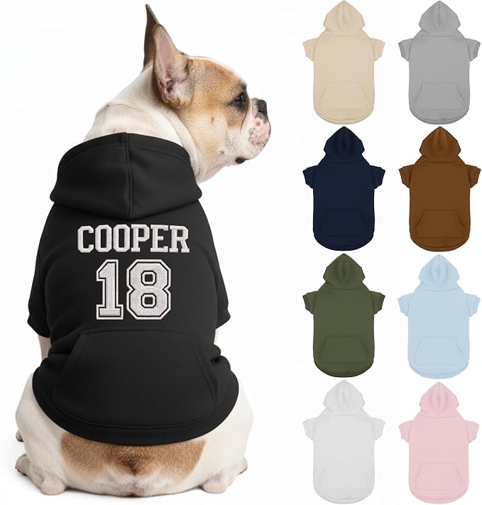 Personalized Dog Hoodie, Custom Embroidered Name Pet Hoodie, Warm Winter Outfit by Unknown
