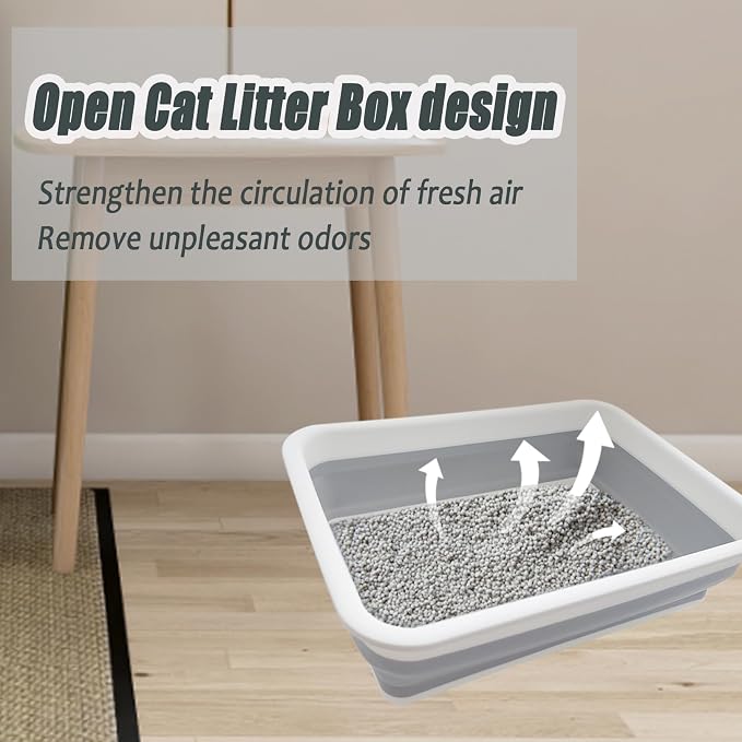 Collapsible Small Cat Litter Box, 14.6 x 10.6 x 4.8 inch Open Waterproof Low - Image 5