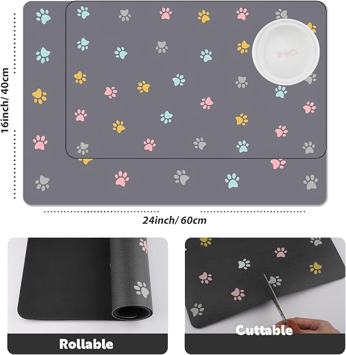 Cat Food Mat Absorbent Dog Mat for Food and Water Non Slip Quick Dry Dog Bowl - Image 4