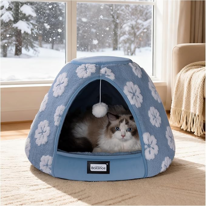 BALANCE Cat Beds for Indoor Cats, 2-in-1 Cat Bed Cave by BalancePet