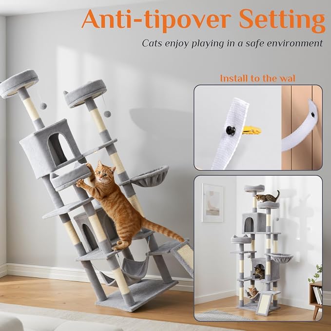 DUMOS Tall Cat Tree 75 Inch, Large Multi-Level Cat Tree Tower - Image 4