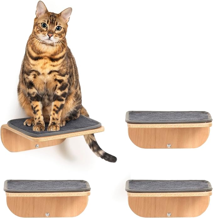 Cat Wall Shelves for Cat Wall Steps, Wooden Floating Modern Mounted Space by SOJILET