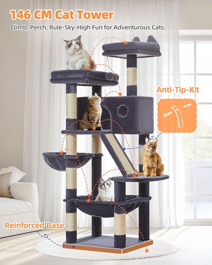 Taoqimiao Cat Tree 57.5-Inch, Cat Tower - Image 3