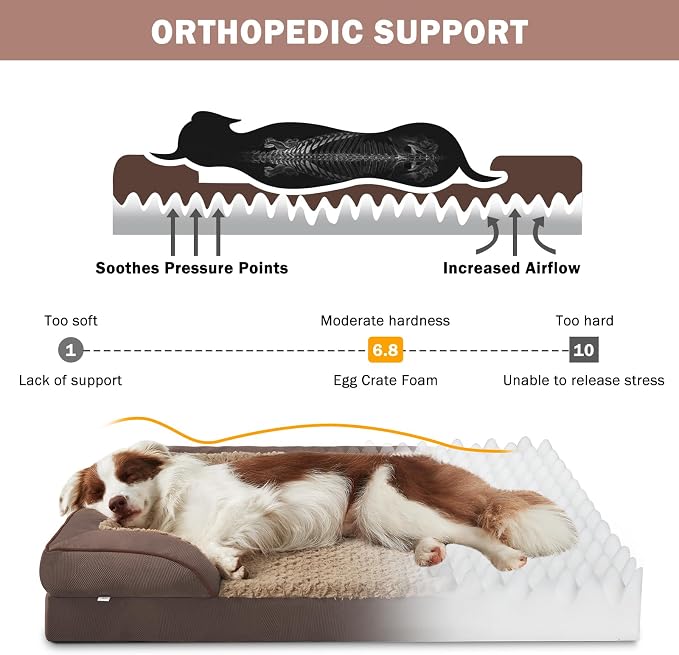 INVENHO Orthopedic Dog Bed for Extra Large Dogs, XXL Egg-Crate Foam Dog Couch - Image 2