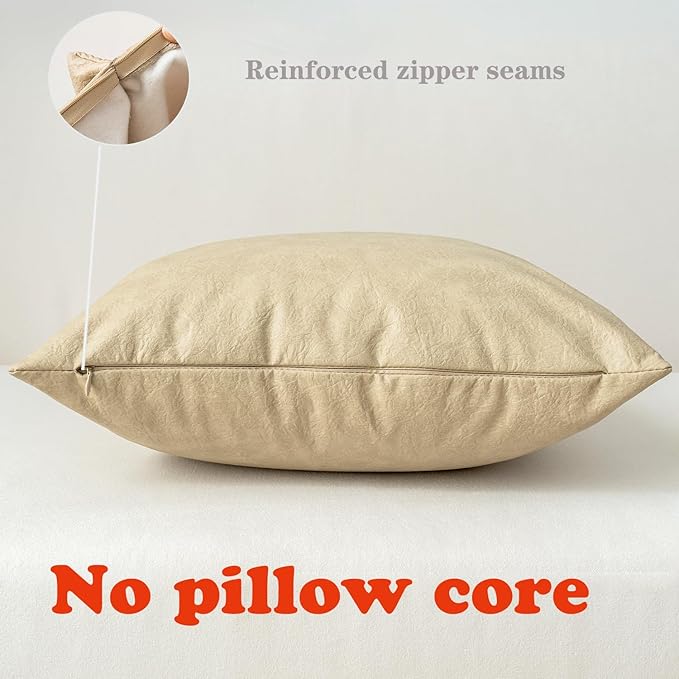 Faux Leather Pillow Covers, for Home Decor Outdoor Waterproof Pet Hair - Image 2