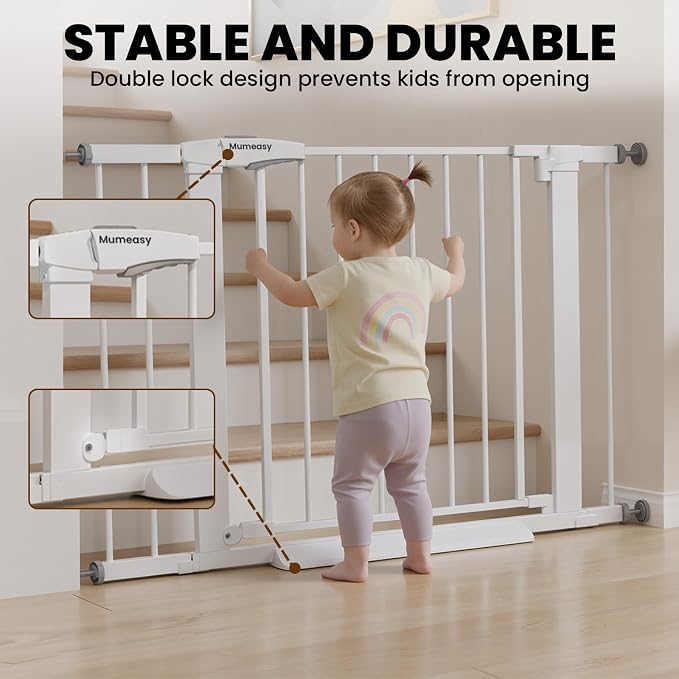 Baby Gate for Stairs, 29.7-40.6" Pressure Mounted Dog Gate, Auto Close Safety - Image 4