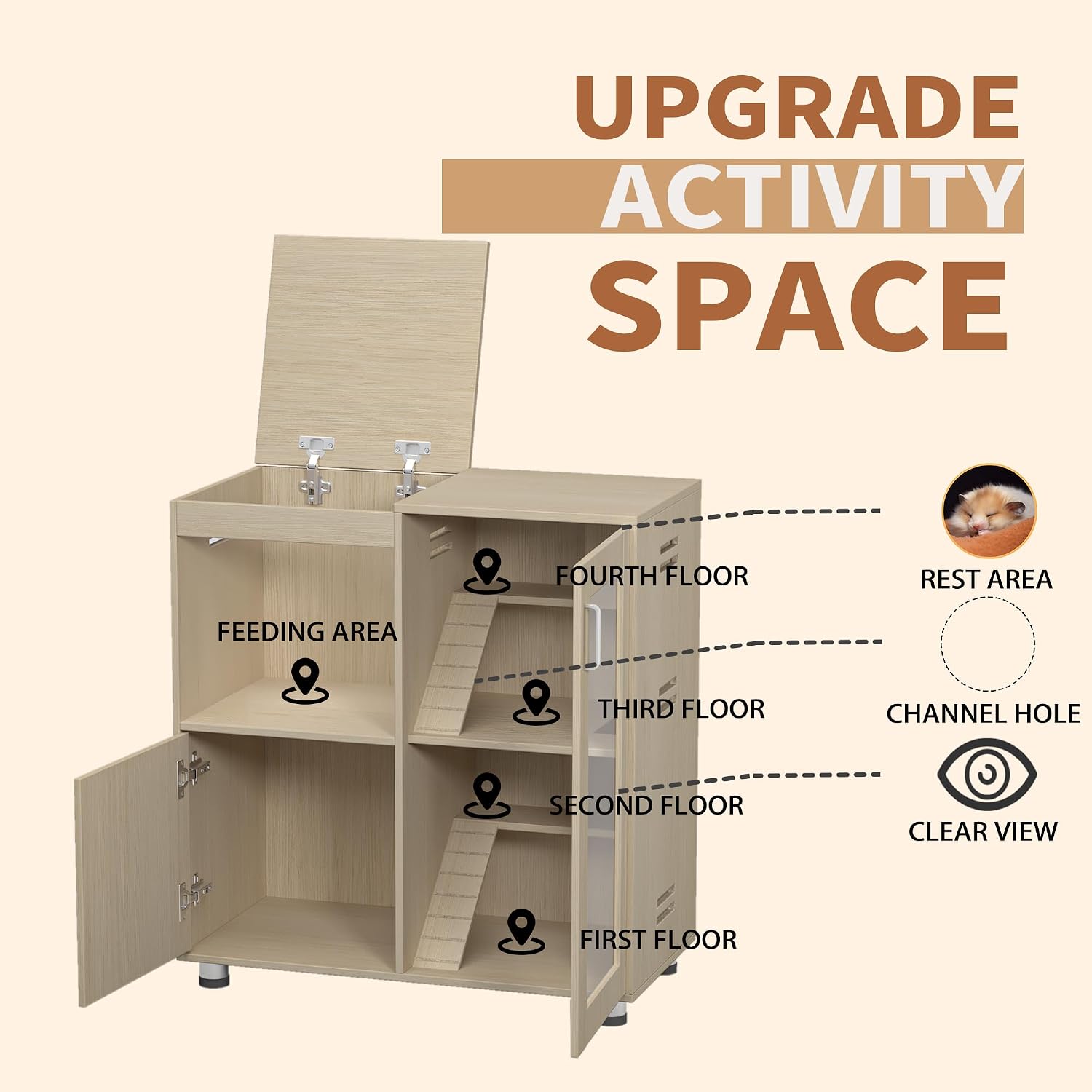 4 Tier Wooden Small Animal Cage with Acrylic Window - GlobalHabitat Supply