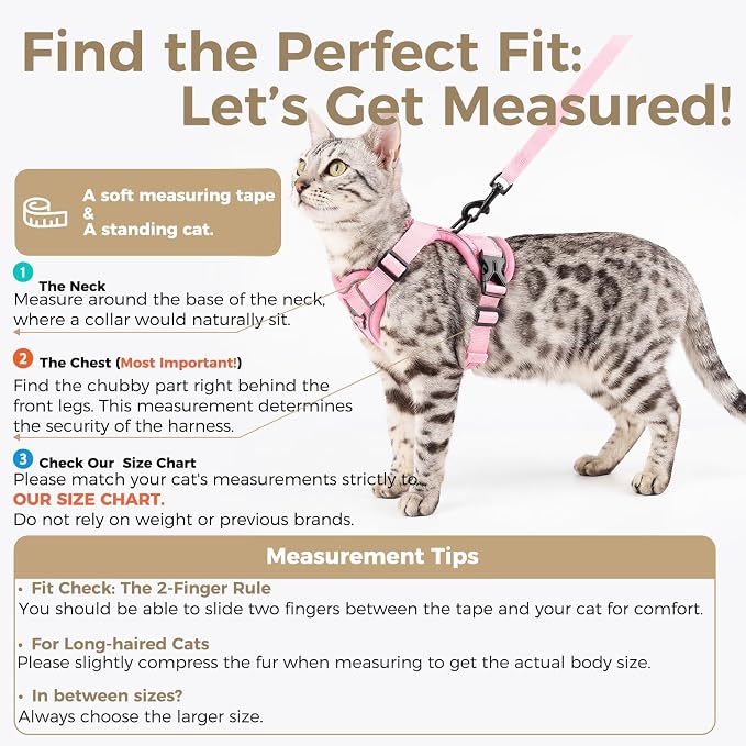 Cat Harness and Leash Set Escape Proof Tactical Large Kitten Harness Emotional - Image 2