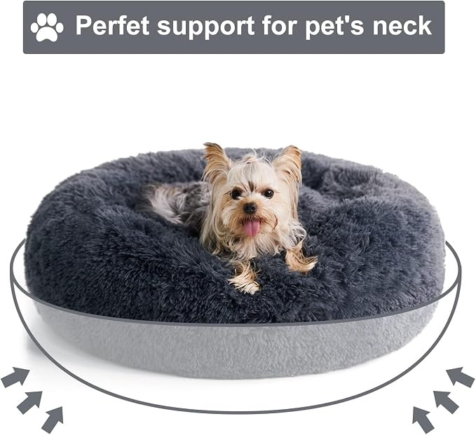 WNPETHOME Calming Dog Beds for Large Dogs, Anti-Anxiety Donut Pet Bed, Fluffy - Image 5