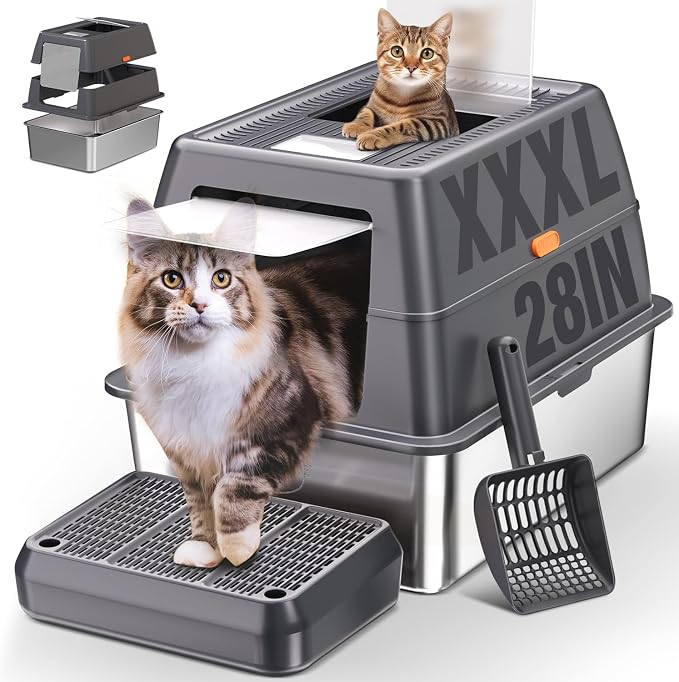 XXXL Stainless Steel Litter Box by ICYAIR