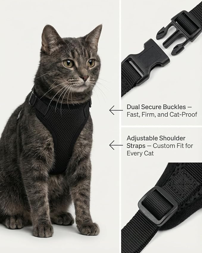 Luxelle 2 Pack Escape-Proof Cat Harness and Leash Set - Image 2