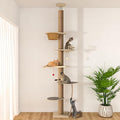 Floor to Ceiling Cat Tree, 5 Tier Cat Tower Adjustable Height, Tall Climbing by Chuiendi