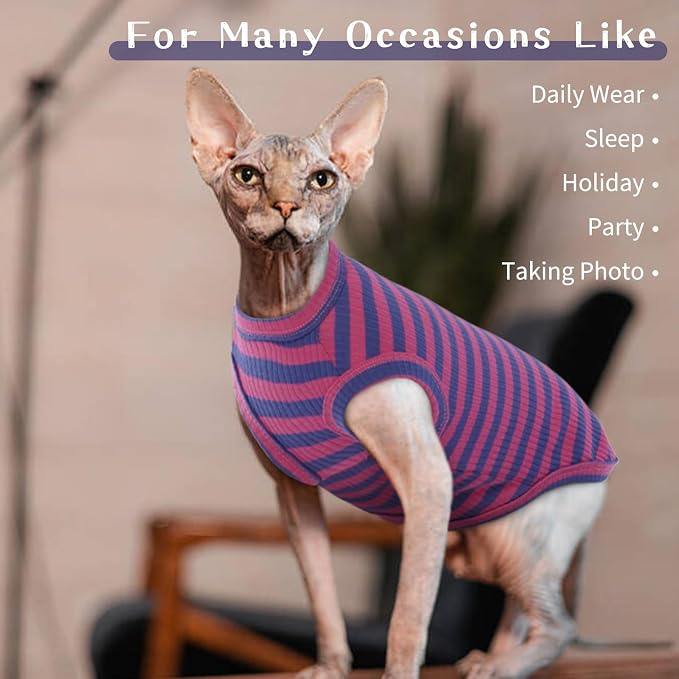 BRKURLEG Sphynx Hairless Cats Shirt Puppy Clothes Soft Cotton T-Shirts Cute - Image 5