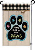 12x18 All My Children Have Paws Garden Flag Cat Paw Print Black Gingham Outdoor by ALEXMACLIST