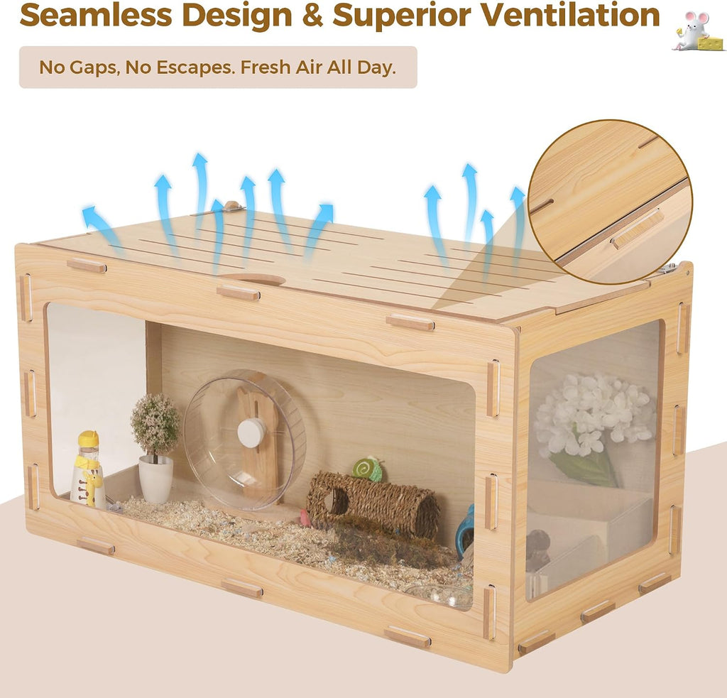 COZIWOW Wooden Hamster Cage, 32x16x16 Inch - GlobalHabitat Supply