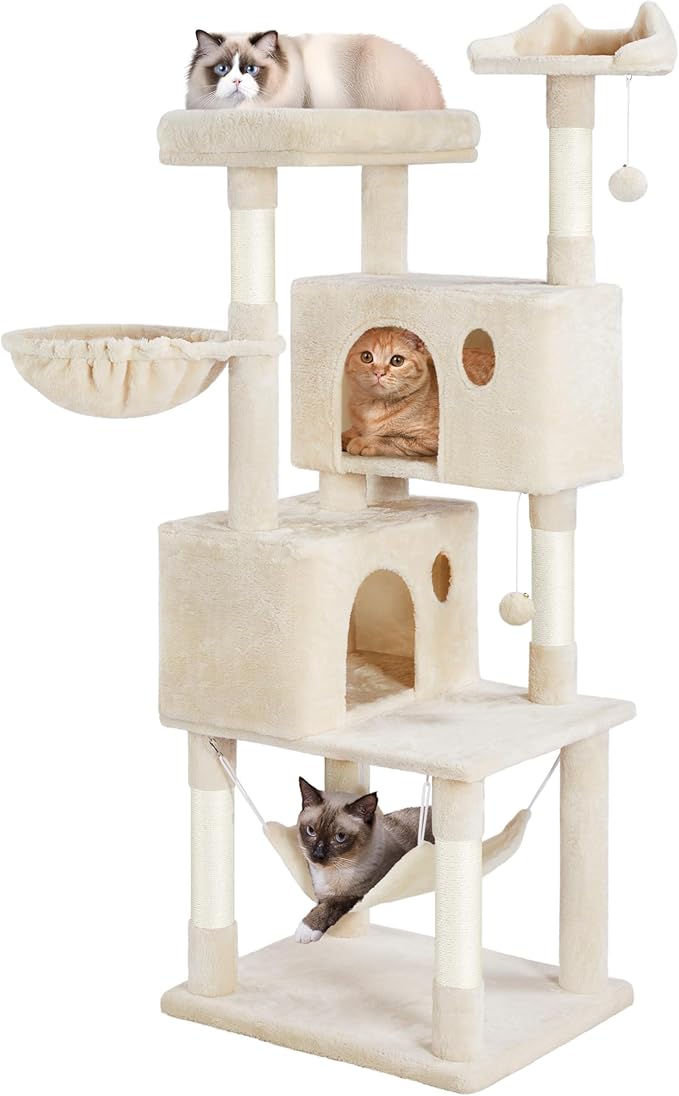 Yaheetech 64.5in Cat Tree Cat Tower Scratching Post, Plush Cover Cat Condo Bed by Yaheetech