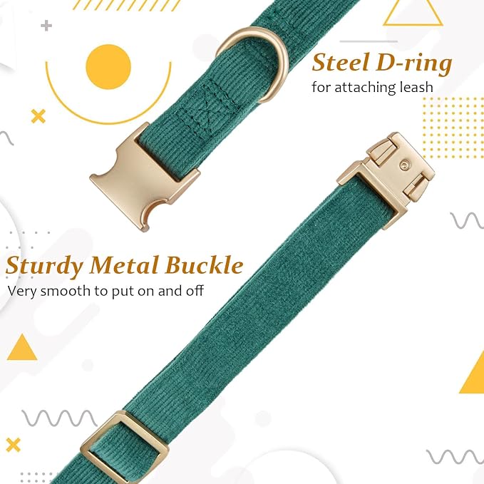 Soft Cotton Dog Collar with Metal Buckle Adjustable Heavy Duty Comfy Corduroy - Image 3