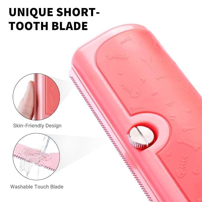 Cat & Small Pet Deshedding Brush & Shedding Blade, Gentle Undercoat Grooming - Image 4