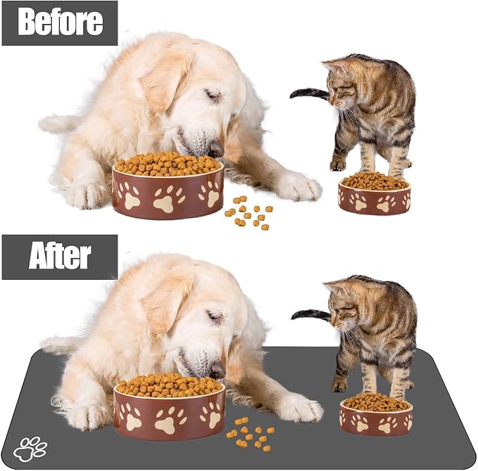 Large Pet Feeding Mat, Non Skid Cat Bowl Mat, No Stains Quick Dry - Image 2