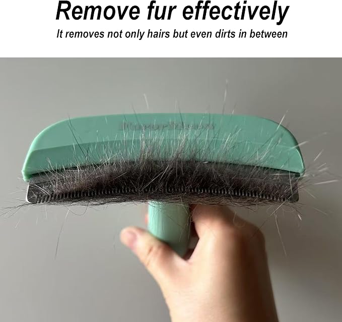 Pet Deshedding Tool with Curve Blade, Cat Grooming Brush, Tight V-shaped Teeth - Image 4