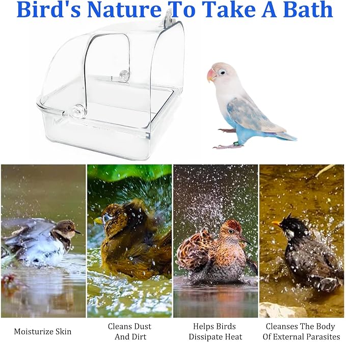 Tfwadmx Bird Cage Bath Hanging Parrot Bath Tub Water Shower Food Feeder Holder - Image 5