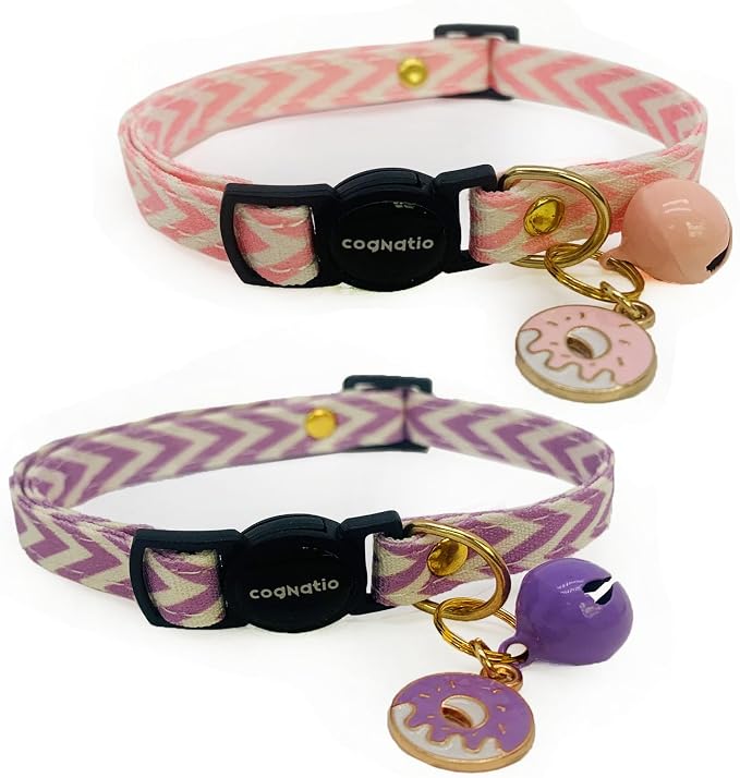 2 Pack Cotton Breakaway cat Collars by Cognatio