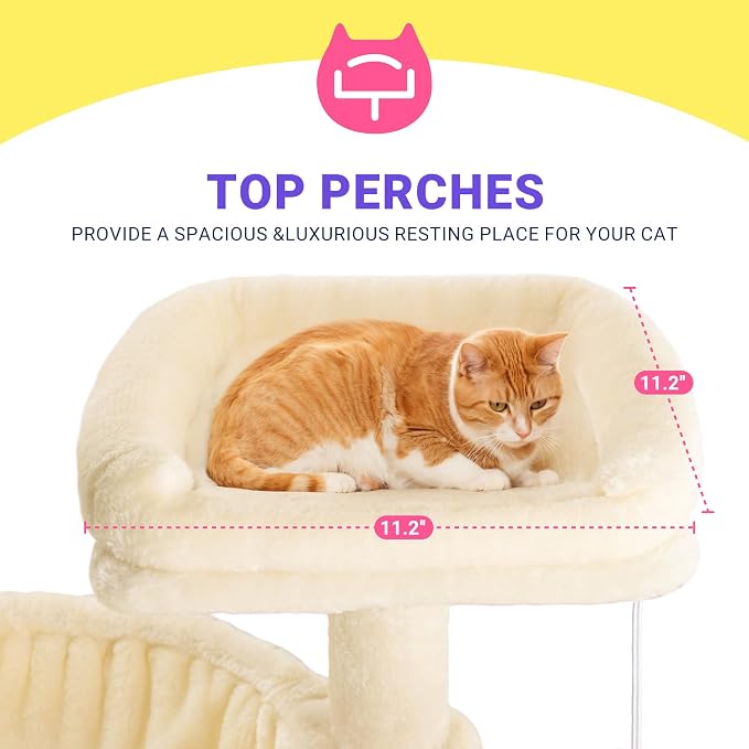 Allewie 29.5in Indoor Cat Tree, Padded Perch, and Hanging Ball, Suitable - Image 7