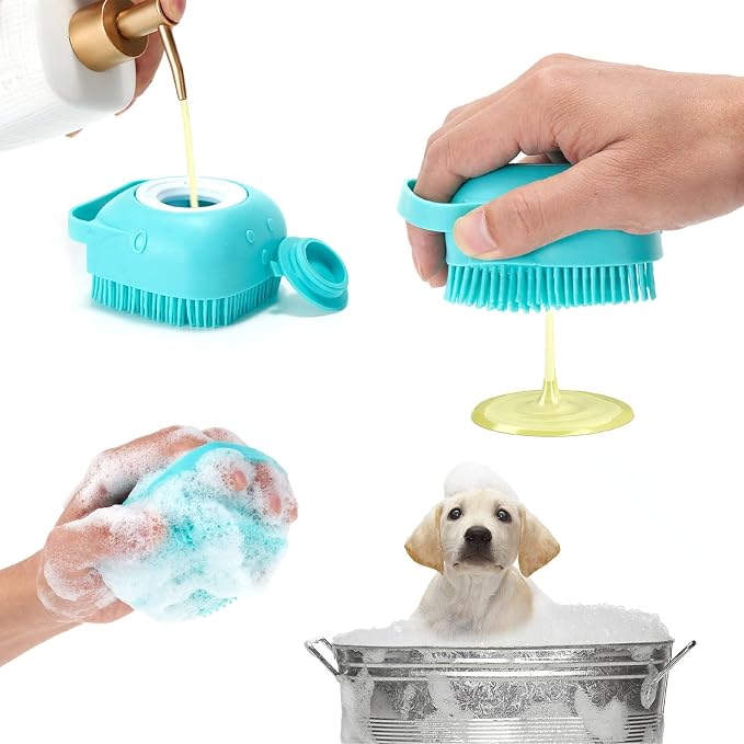 6Pcs Silicone Pet Grooming Set: Bath Massage Dispenser Brush, Finger Toothbrush - Image 2