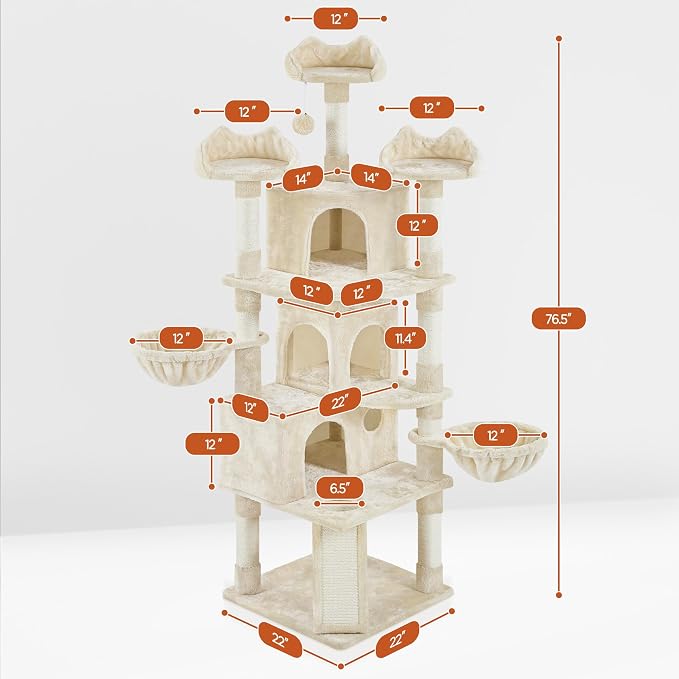 Yaheetech 76.5in Multi-Level Large Cat Tree, Big Cat Tower - Image 6