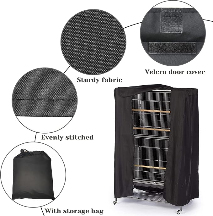 Fhiny Bird Cage Cover, 33.8”L×24”W×46.8”H Water-Proof Good Night Black-Out - Image 2