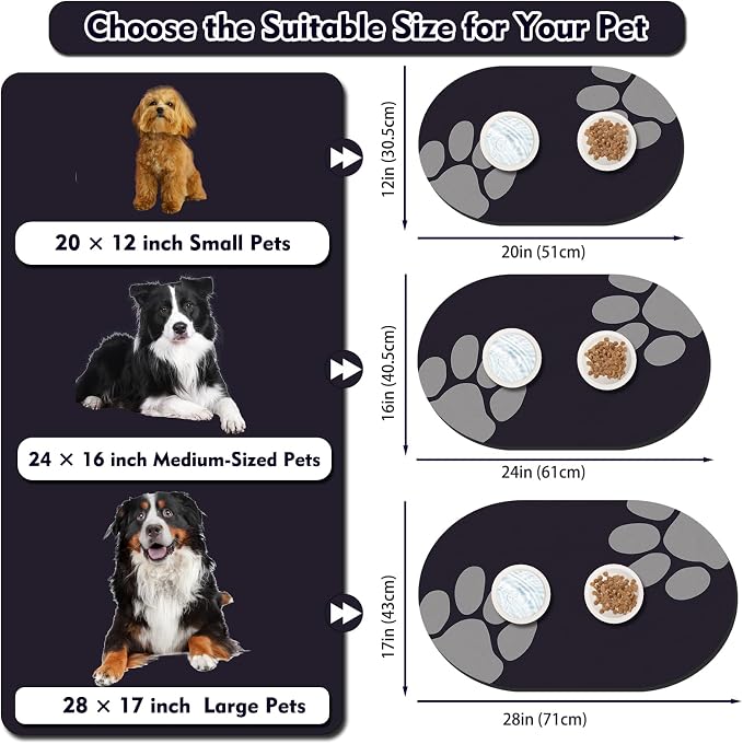 Pet Feeding Mat – 20''x12'' Absorbent Dog Food Mat, Pet Water Mats Protect Floor - Image 3