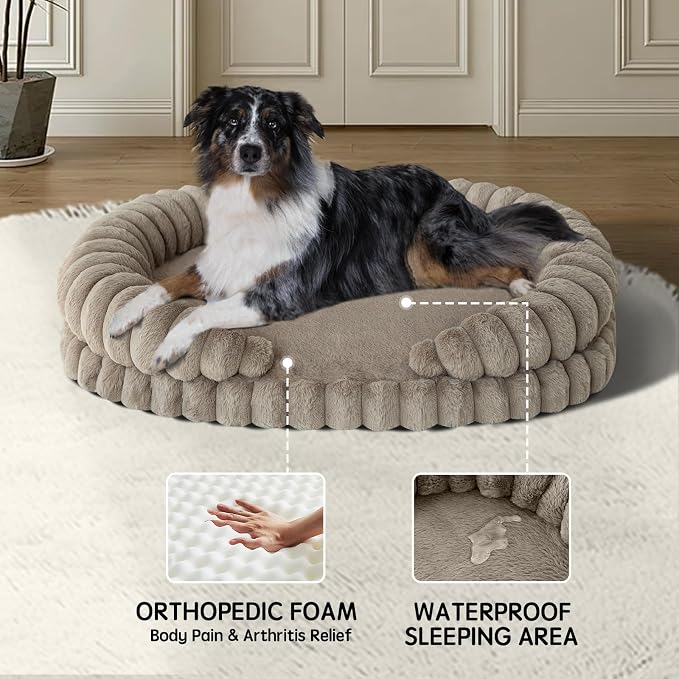 BALANCE Calming Dog Bed for Large Sized Dogs, 36 Inches Oval Washable Pet Bed - Image 2
