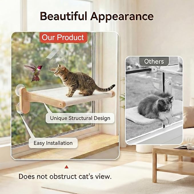 2-in-1 Cat Window Perch & Hummingbird Feeder, Heavy Duty Foldable Cat Hammock - Image 4