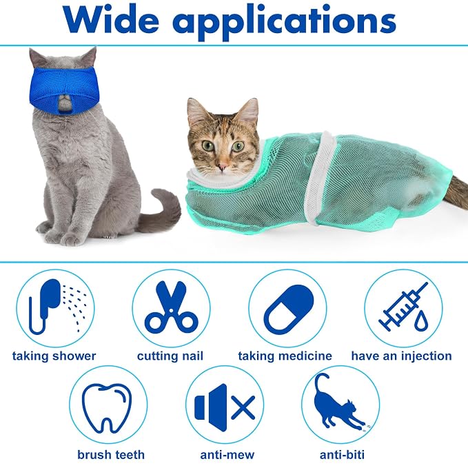 10 Pcs Cat Bathing Bag Set Pet Mesh Shower Bag Anti Bite and Scratch Pet - Image 4