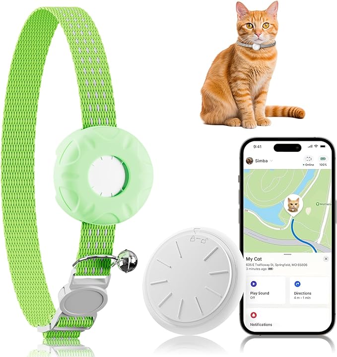 Cat Tracker, MINI GPS Tracker for Cats, No Monthly Fee Pet Tracker Compatible by ZFSJTAG