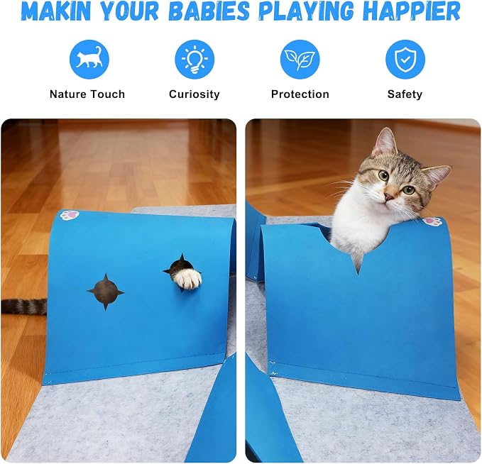 Interactive Cat Tunnel Mat for Indoor Cats, 4-Way Felt Cat Cave - Image 4
