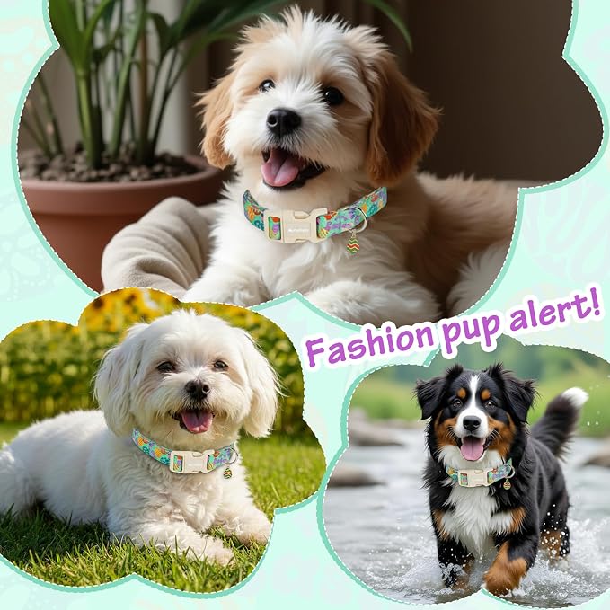 Easter Dog Collar for Medium Dogs, Adjustable Green Medium Dog Collar - Image 5