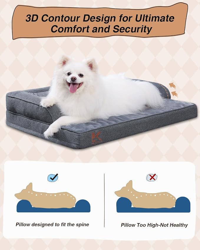 KSIIA Washable Dog Bed Medium Size Senior Dog, Orthopedic Warm Soft Pet Sofa - Image 4