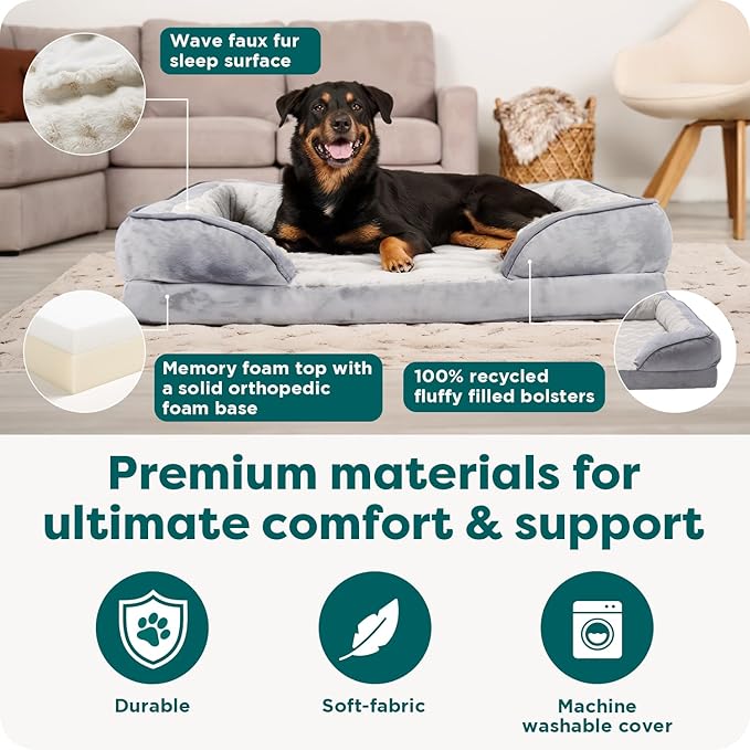 Furhaven Memory Foam Dog Bed for Medium/Small Dogs w/ Removable Bolsters & - Image 5