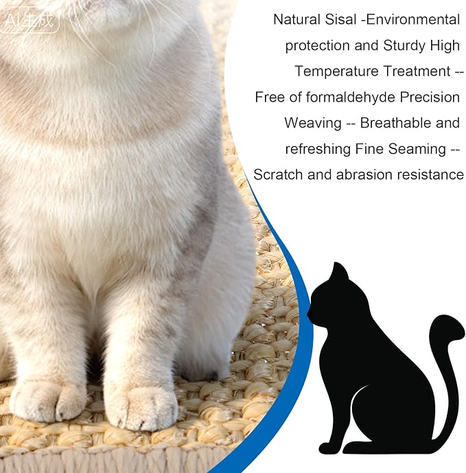 4 PCS Carpet Cat Scratching Mat Sisal, 15.7 x 7.8 inch Natural Sisal Cat - Image 6