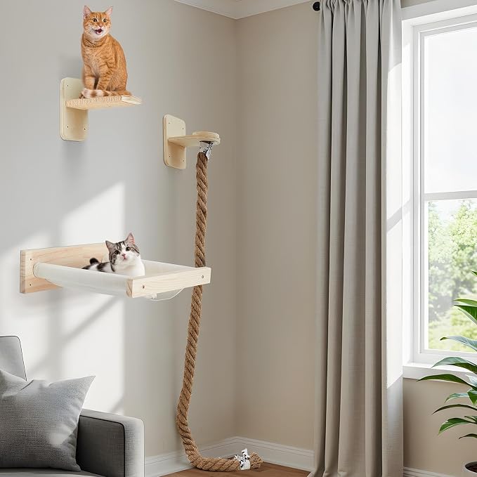 Weysat 3 Pcs Cat Wall Hammock Mounted Shelves - Image 6