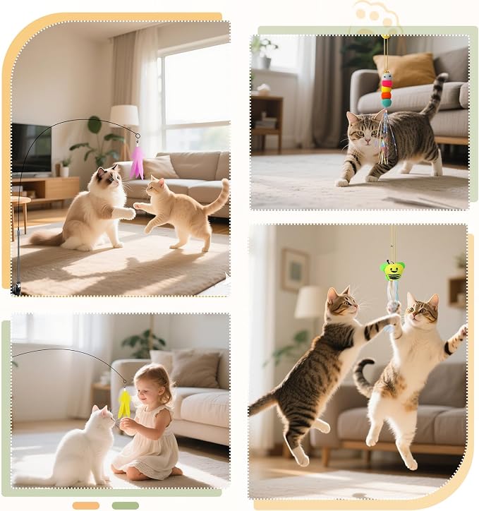 Cat Wand Toy, Interactive Kitten Feather Toys Self Play, Cat Teaser - Image 3