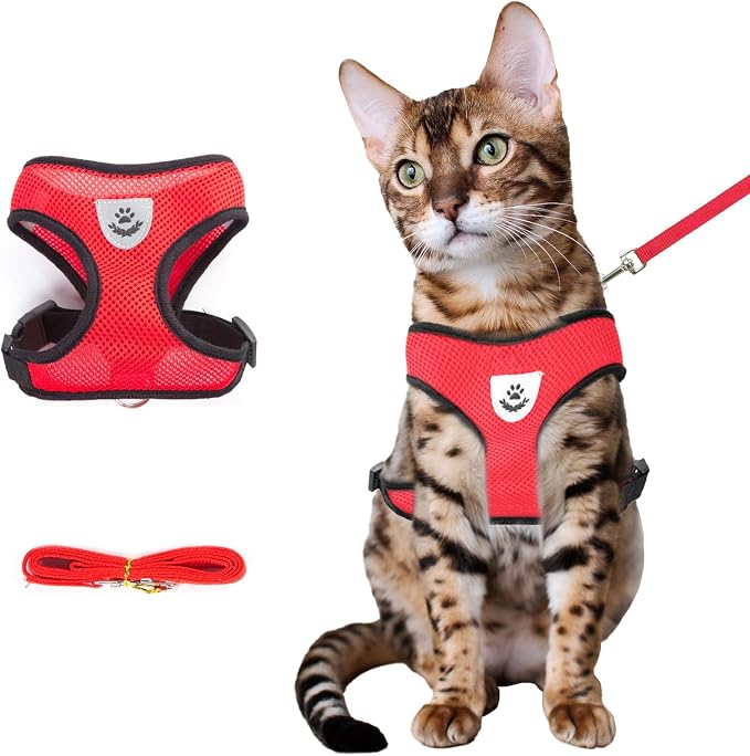 shudyear Summer cat Chest Harness and Leash, Anti-Escape Adjustable Soft mesh by Shudyear