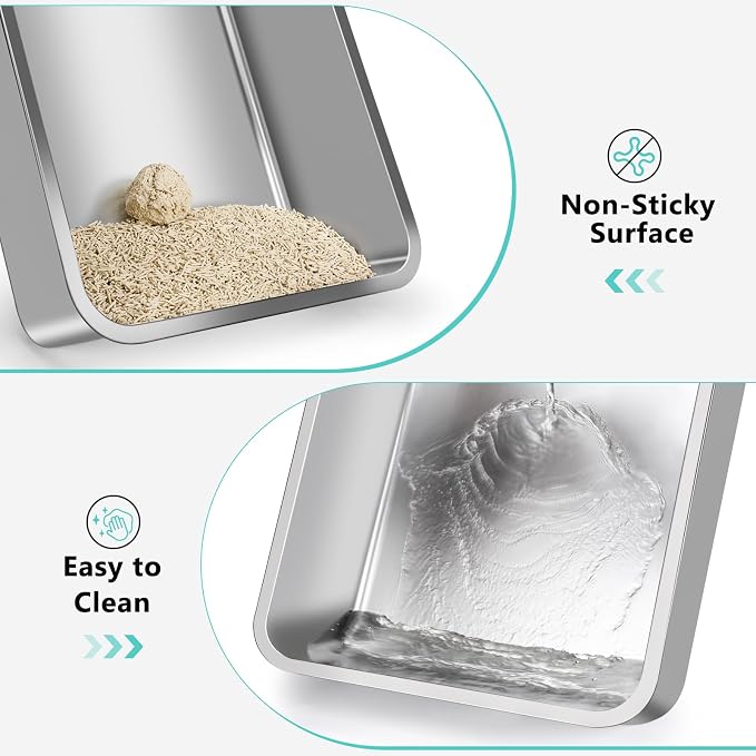 2 Pack Stainless Steel Litter Box | XL Enclosed Cat Litter Boxes - Image 6