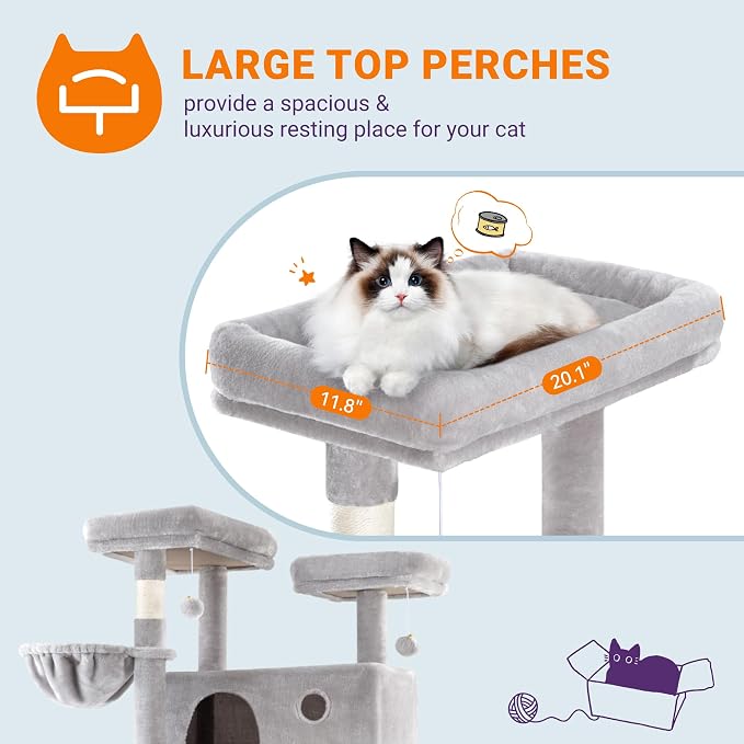 Allewie 81 Inches Tall Cat Tree/Multi-Level Large Climbing Tree House and Towers - Image 4