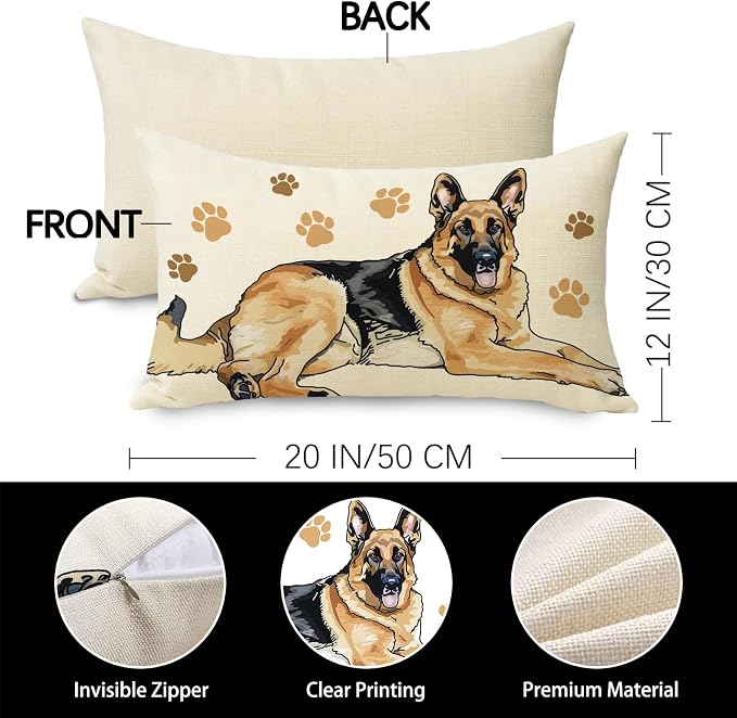 German Shepherd Dog Lumbar Decorative Throw Pillow Cover 12 x 20, Rectangular - Image 3