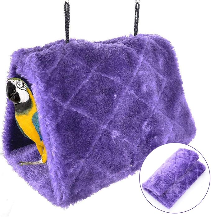 Winter Warm Bird Nest House Shed Hut Hanging Hammock Finch Cage Plush Fluffy - Image 3