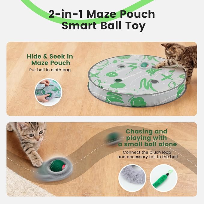 Gardner Pet Interactive Cat Toys Ball, Self Moving Ball in 4 Holes Play Mat - Image 2